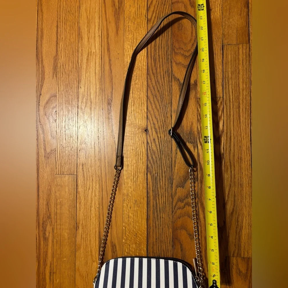 Aldo Navy and White Striped Crossbody Bag with Brown and Red Accents NWOT - Picture 10 of 13